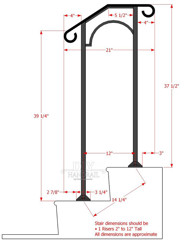 12-Inch Wrought Iron Arch Handrail | DIY Handrail