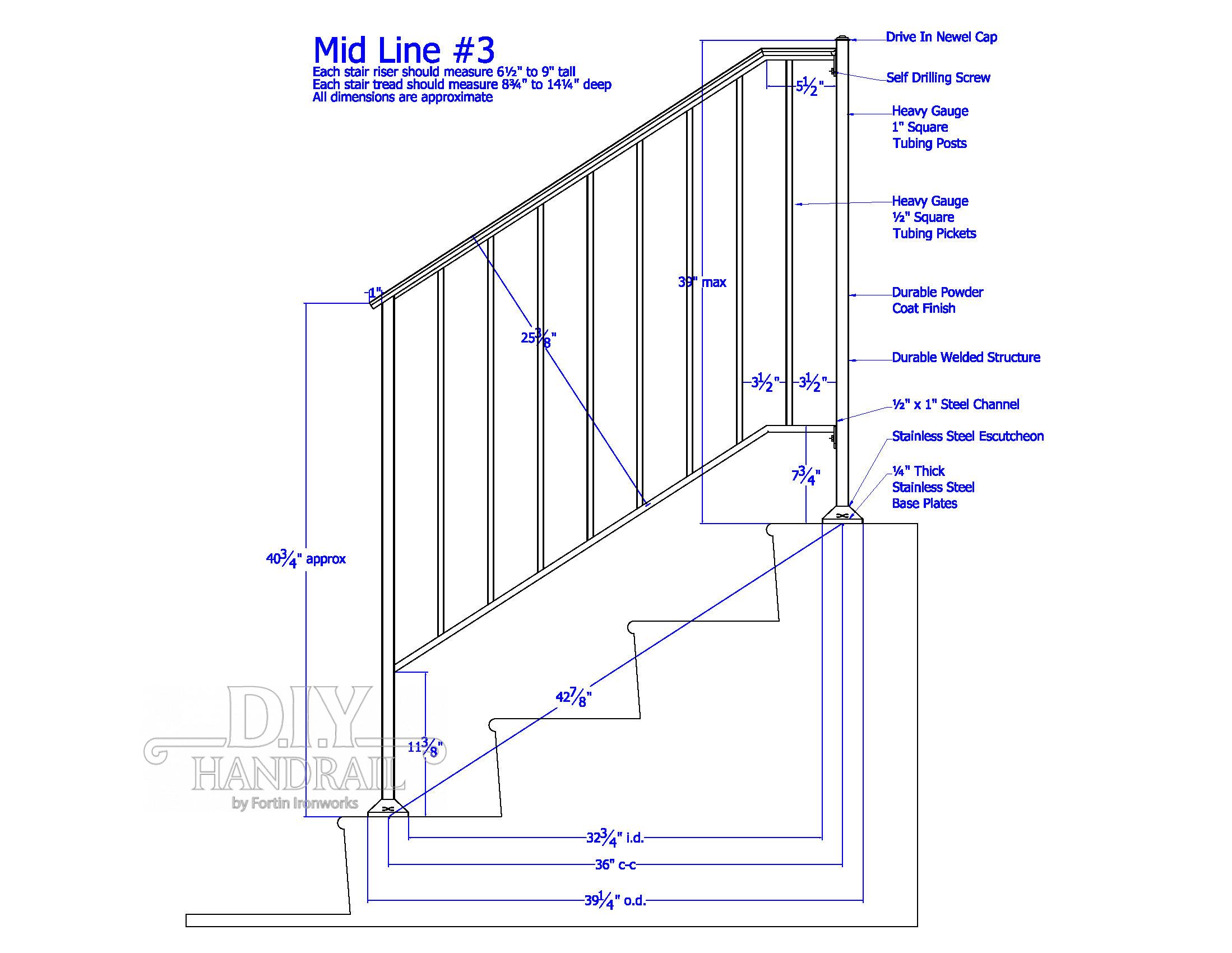 3 Risers In Railing Newel | Triple Stair Riser | DIY Handrail