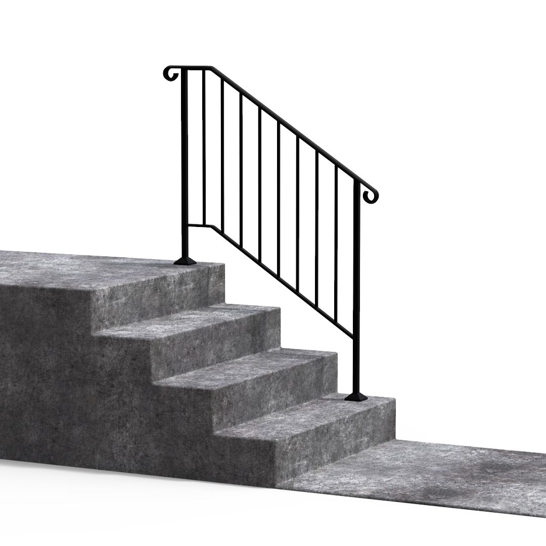 Iron X Handrail Wall #4 Rail Fits 4 Steps 